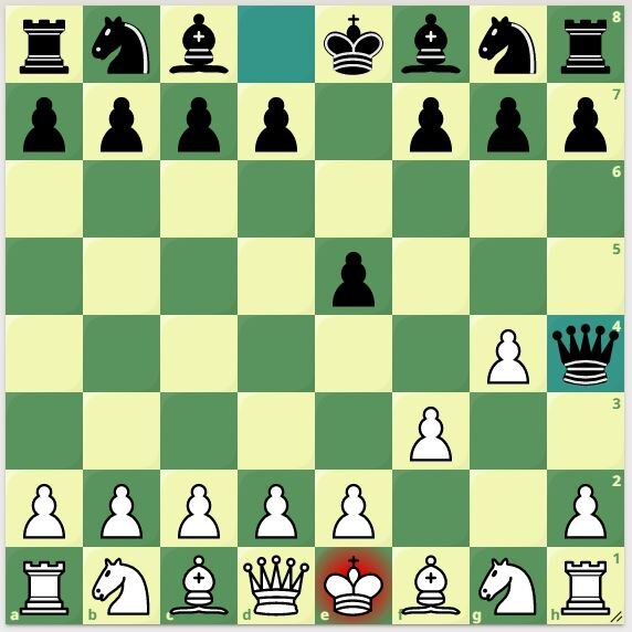Небольшая подборка для любителей блицкрига: 1. Дурацкий. Самый быстрый мат - мат в 2 хода от начала партии, может быть поставлен только если соперник сделает нелепыми свои первые два хода 1. f3 e5 2.-2