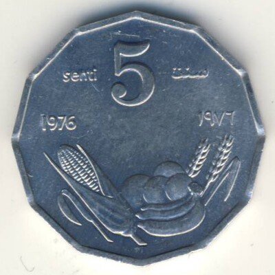 Сомали.1976 год.Юбилейная. 5 сентов.  Алюминий, 20 мм, 0,87 гр.