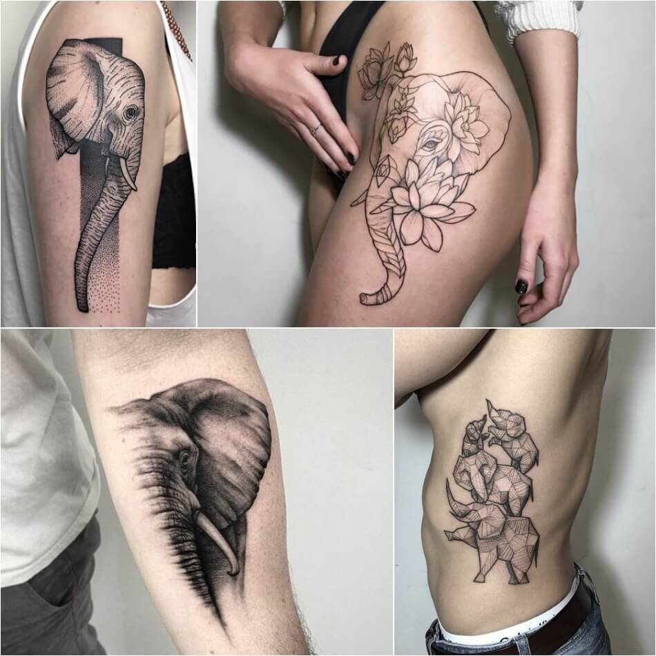 Значение татуировки слона и идеи дизайна