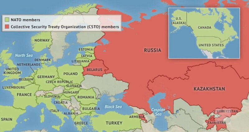 Снг европа. НАТО И ОДКБ на карте. ОДКБ И НАТО на карте мира. Страны НАТО И ОДКБ. Страны ОДКБ на карте.