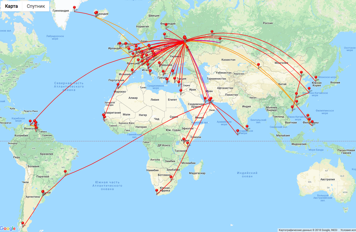 101 карта авиаперелетов
