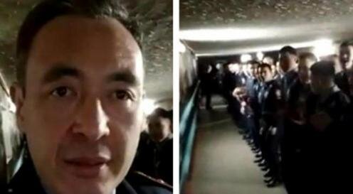  Поздравивший коллег полицейский и слушатели Академии. Фото с сайта Tengrinews.kz