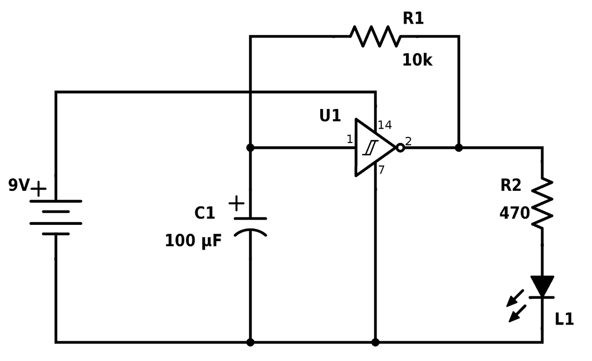 Моргающий светодиод схема. Basic led circuit.