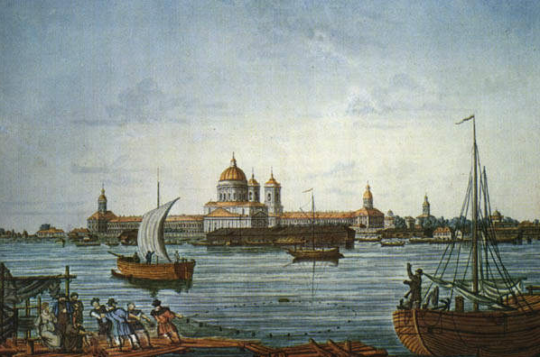 Александро-Невский монастырь. Изображение цветной гравюры И. А. Иванова, 1815 г. Источник awesomestories.com