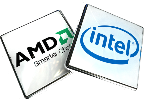Слева процессор от AMD,справа Intel