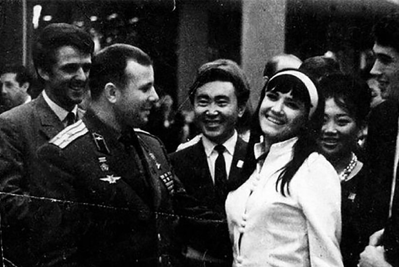 Хелена Майданец в Москве, с Юрием Гагариным