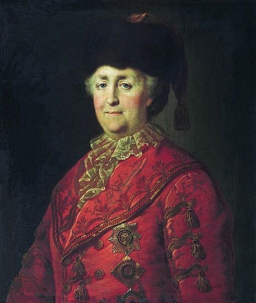 Екатерина II дорожном костюме. Портрет работы Михаила Шибанова, 1787 год.