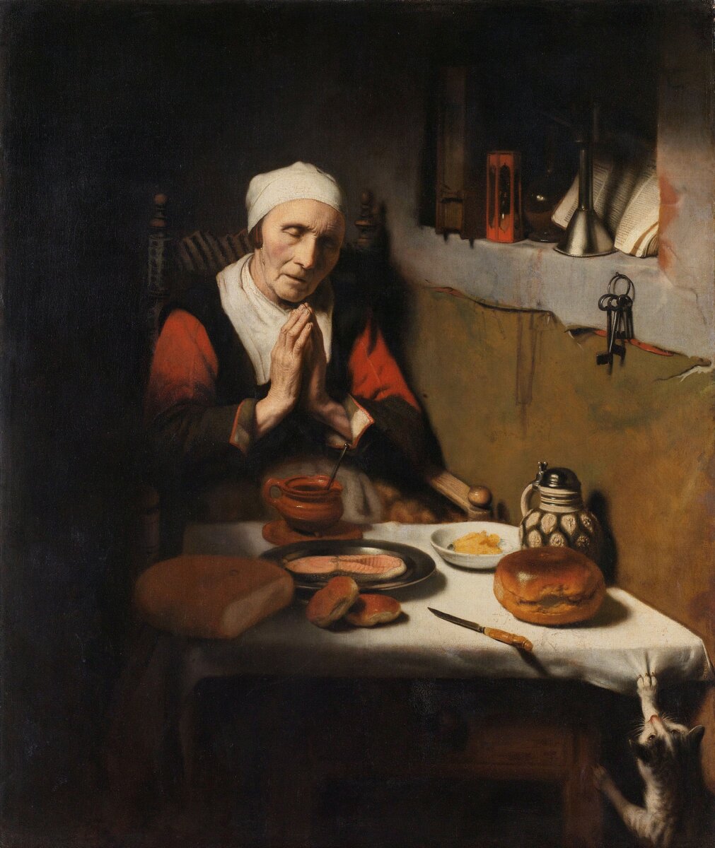 Николас Мас. Старая женщина за молитвой (Бесконечная молитва). 1656, 134×113 см. Холст, масло. Рейксмюзеум, Амстердам