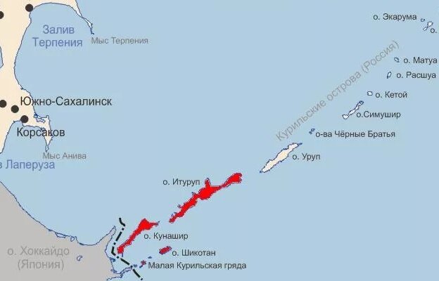 Шикотан остров где находится на карте россии