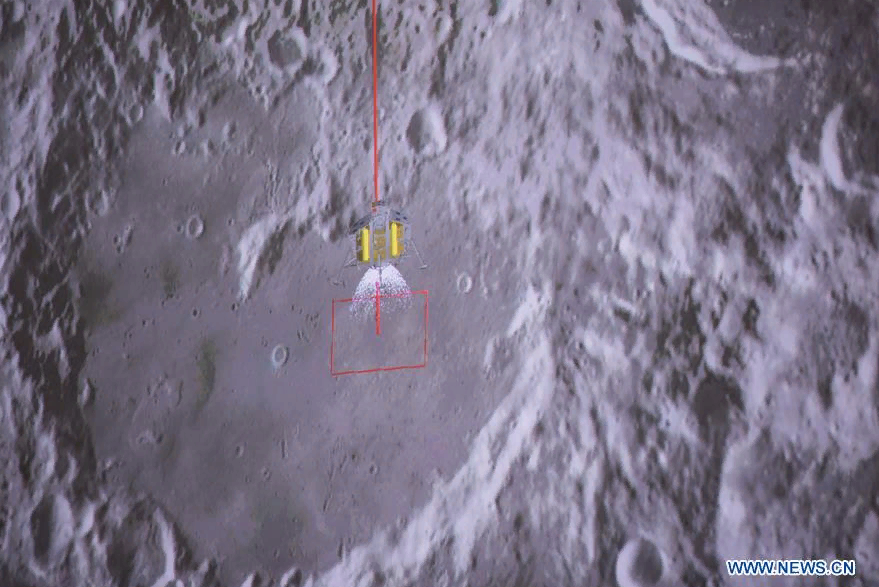 Изображение с сайта news.cn. Посадка зонда «Чанъе-4»