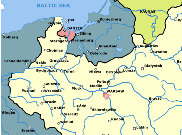 После окончания I Мировой Войны побежденная Германия лишилась многих своих территорий. Победители отобрали и разделили все ее колонии между собой. Французы вернули назад Эльзас и Лотарингию, которые профукали во франко-прусской войне. На балтийском побережье было создано уникальное государственное образование - Вольный город Данциг, который находился под протекторатом Лиги Наций. Случилось данное событие в январе 1920 года. Это странное государство больше не являлось частью Германии, но и не входило в состав польского государства. Хотя Польша там обладала особыми правами и сам город находился с ней в таможенном союзе. Основная часть населения (более 2/3) были этническими немцами. Остальные жители были поляками. В городе-государстве была собственная валюта – данцигский гульден, который заменил немецкую марку из-за ее гиперинфляции в послевоенные годы. Вольный город являлся демилитаризованной зоной и у него отсутствовали свои вооруженные силы. По своему государственному устройству Данциг был парламентской республикой, который управлялся Фолькстагом (народным собранием). Кроме того, имелся сенат, возглавляемый президентом. Фолькстаг издавал законы, а сенат следил за их исполнением. Формально город возглавлял Верховный комиссар, назначаемый Лигой Наций. Партии были, в основном, копиями германских, хотя и являлись формально независимыми. Самыми сильными были социал-демократы, которые постоянно лидировали во всех государственных органах.
После прихода к власти в Германии Гитлера местные нацисты также победили на выборах парламент и целенаправленно продвигали законы, аналогичные законам III Рейха. Их сдерживало только присутствие Лиги Наций.
С началом Второй Мировой Войны местное немецкое ополчение – хеймвер немедленно вступило в бой с польскими войсками на стороне германской армии. Знаменитая битва на Вестерплатте проходила именно в Данциге. Поляки оставили город 7 сентября 1939 года. Нацисты включили город в состав округа Данциг – Западная Пруссия. Местное польское население было изгнано со своих мест. 
Всю войну город сильно бомбили. К ее окончанию практически весь город лежал в руинах. Большинство жителей погибло от бомбежек или бежало в Германию. 
По окончании военных действий на Потстдамской конференции приняли решение о передаче города Польше. Почти 120 000 оставшихся немцев были изгнаны. На их место пришли польские переселенцы. Город был переименован в Гданьск, который и поныне является неотъемлемой частью Польского государства. 
 
 

