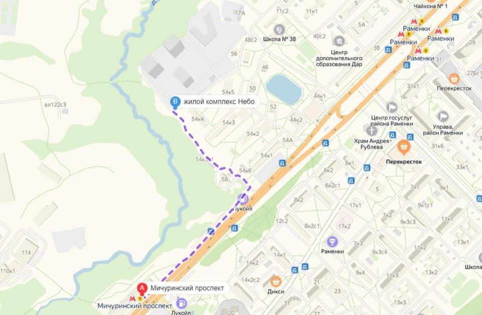 м. Мичуринский проспект 10 мин. пешком