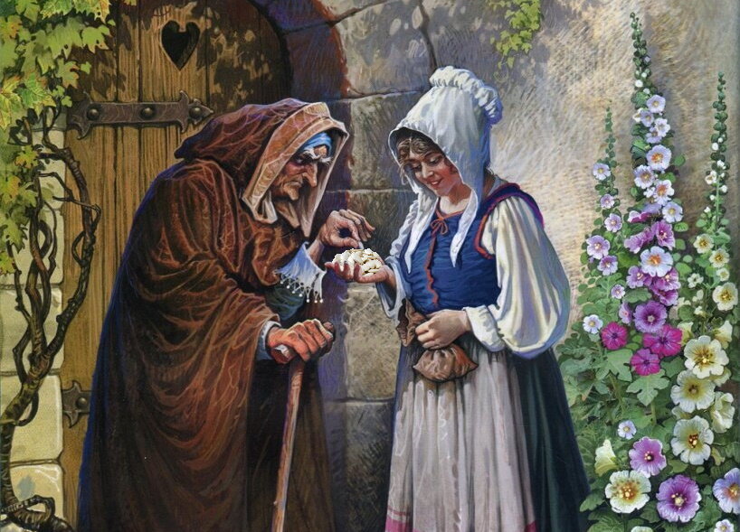 - Как сеять эти семена, бабушка?  - А плашмя сей, внученька! тогда у тебя из семечка вместо тыквы карета вырастет!