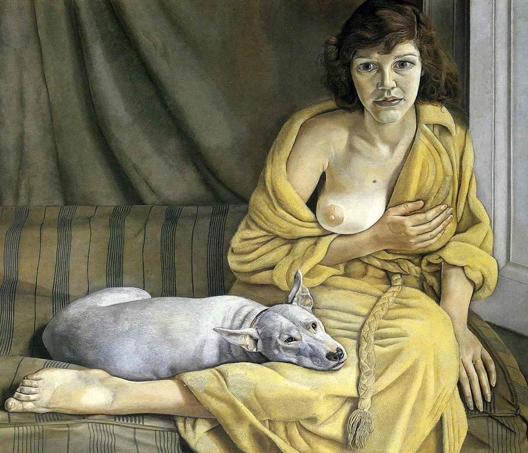Люсьен Фрейд «Девушка с белой собакой», 1951-1952 
Галерея Тейт, Лондон. Натурализм