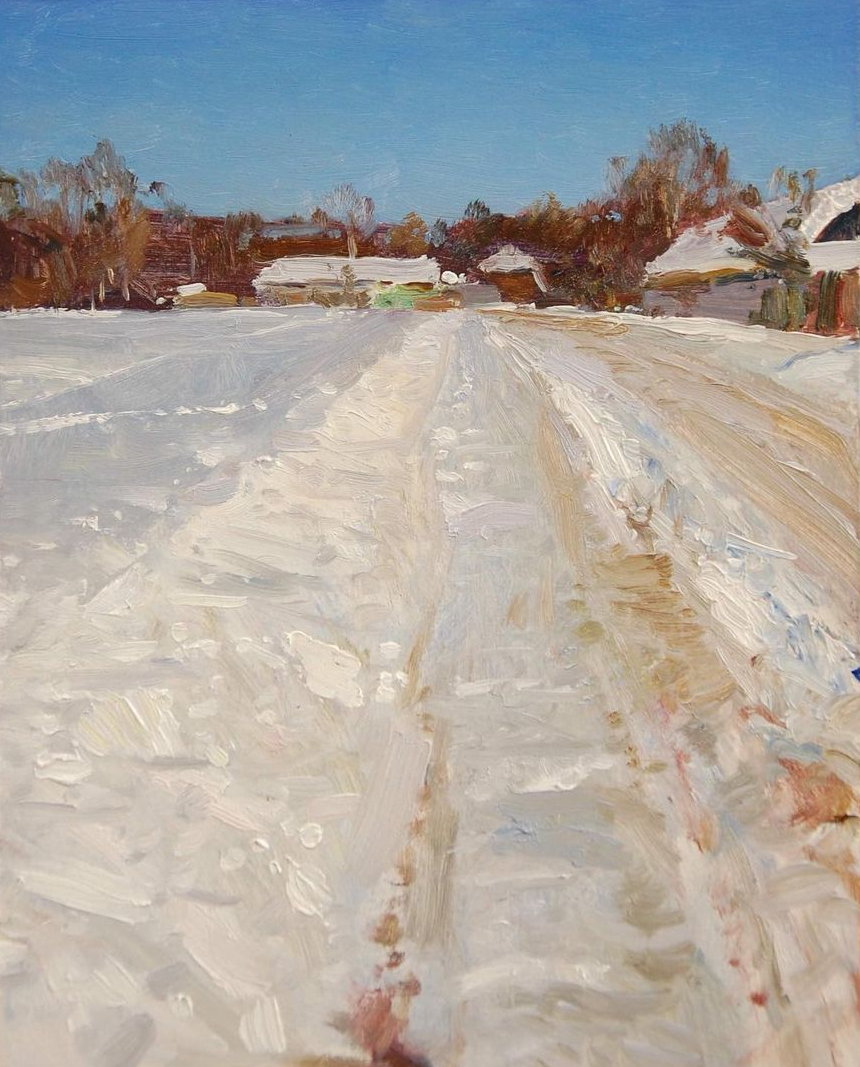 Фотография картины Д. Городничего "Зимняя дорога" (из открытых источников)