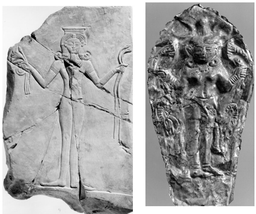Угаритские изображения Богини-матери со змеями (XIV в. до н.э.)