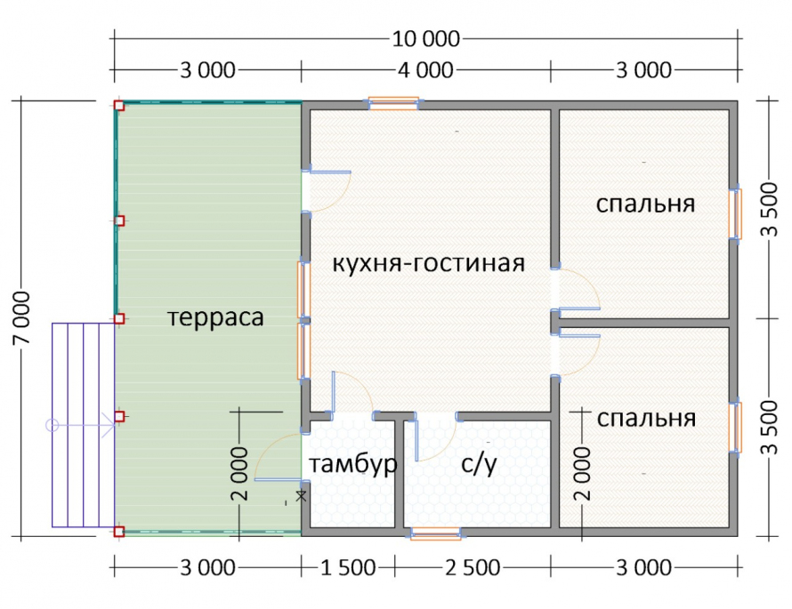 Планировка дома по проекту К-30