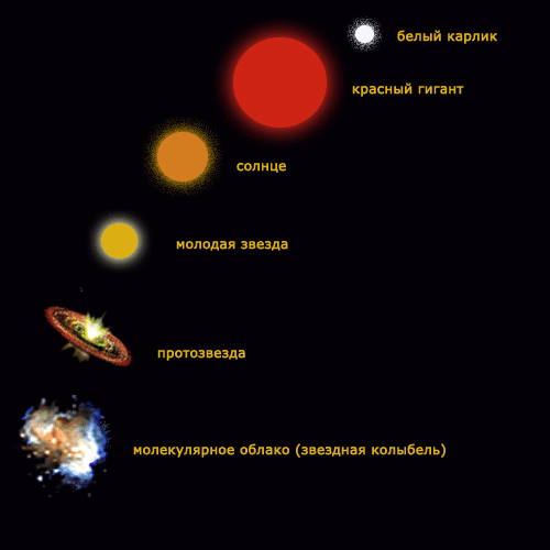 Жизненный цикл солнца схема