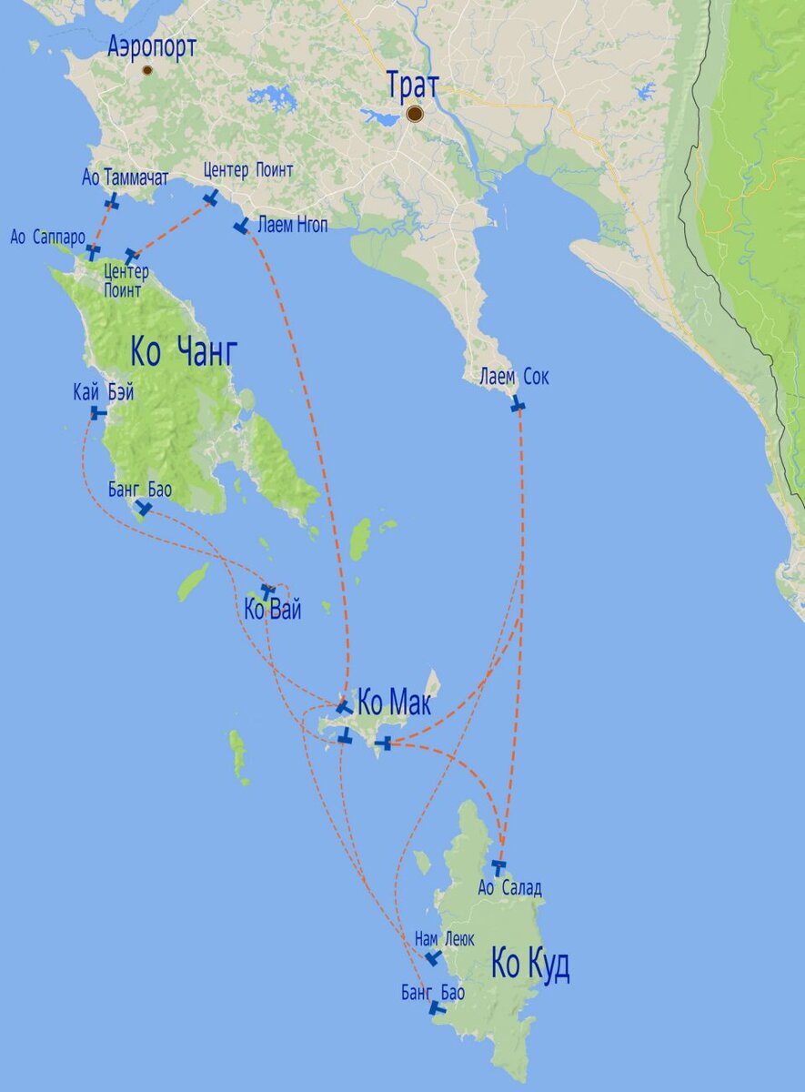 Карта острова ко чанг тайланд