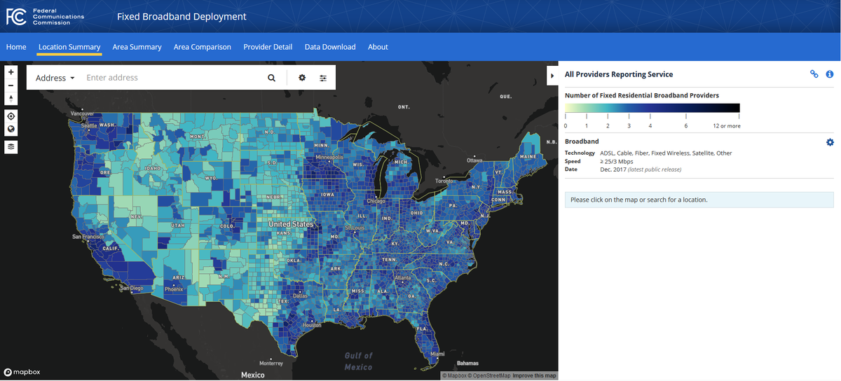 Скриншот 1. Светлые зоны — от 0 до 1 провайдера со средней скоростью подключения ≥ 25/3 Mbps. Что сопоставимо со средней скоростью работы российских сетей 4G, только в случае с 4G — скорость исходящего подключения будет близка к скорости входящего подключения. Нажмите на скриншот для увеличения.