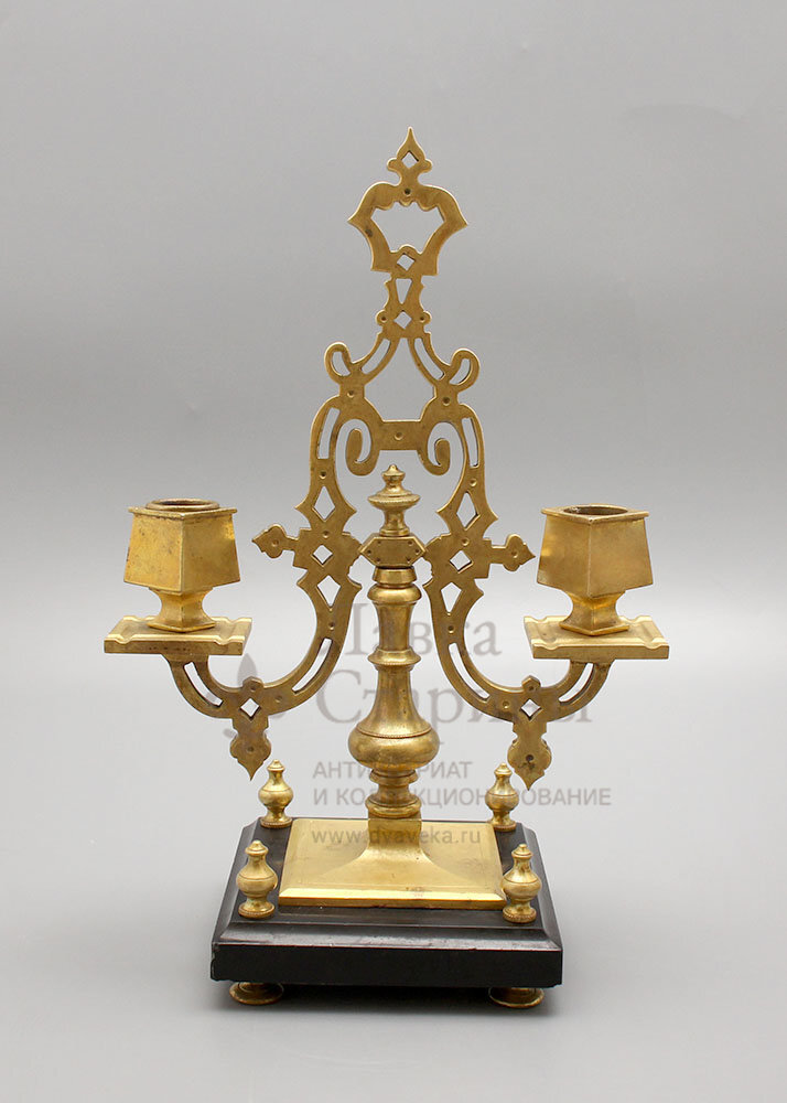 Пара старинных канделябров в русском стиле, бронза, Россия, кон. 19, нач. 20 в.