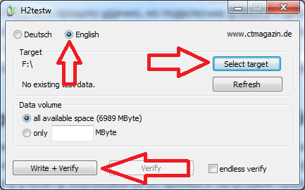 Проверка флешки через утилиту h2testw, листаем дальше --->