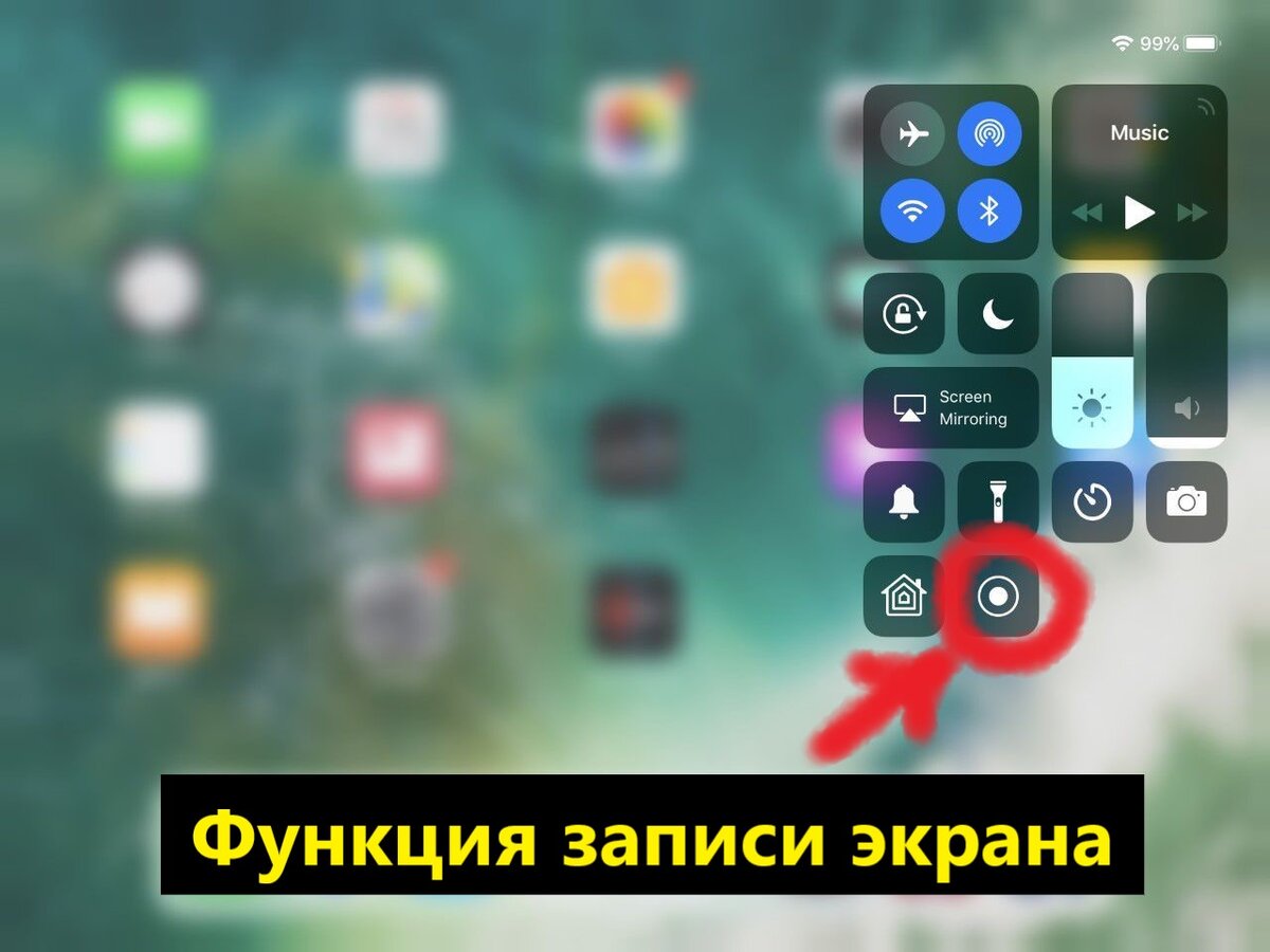 Функция записи экрана на Айпад