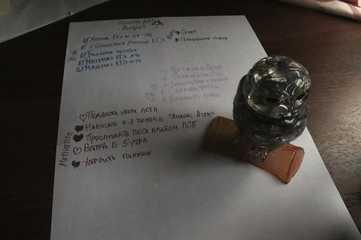 Список дел на август. Фото автора