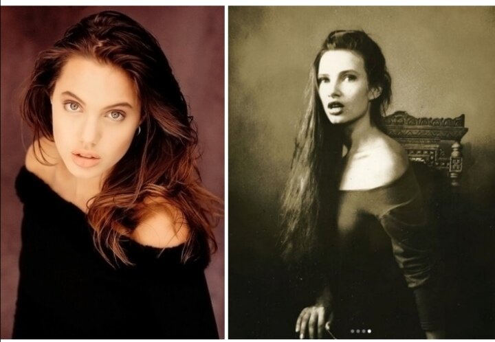 Слева Анджелина Джолли, справа Эвелин Блёданс, коллаж автора.