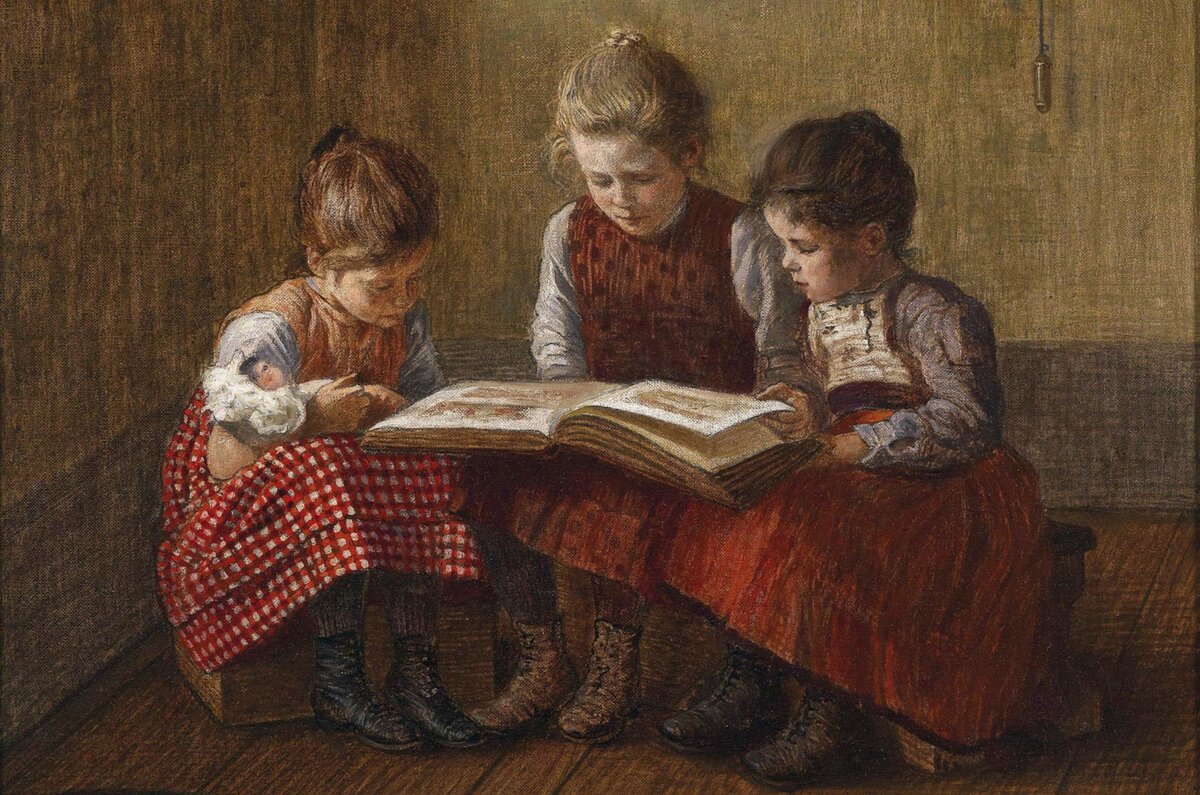 Чтение дети в живописи