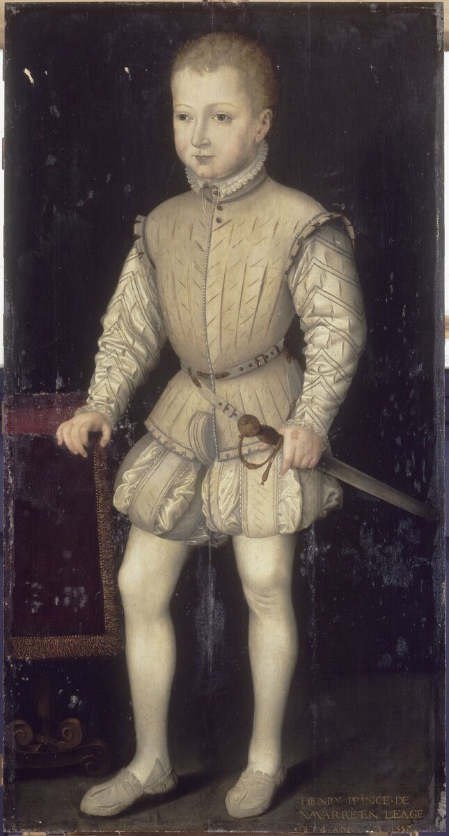 Неизвестный художник 16 века (ранее атрибутировано Франсуа Клуэ). Портрет Генриха Наваррского. 1557. Версаль, Франция. Это самый ранний портрет из всех, что мне встретились.