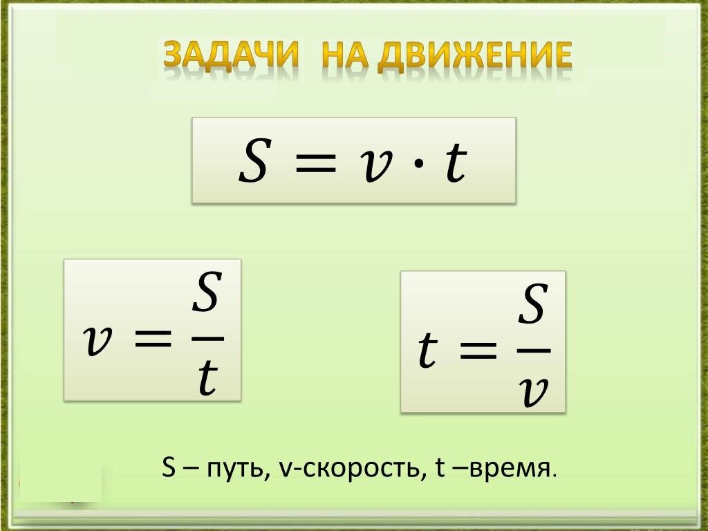 Задачи на скорость формулы