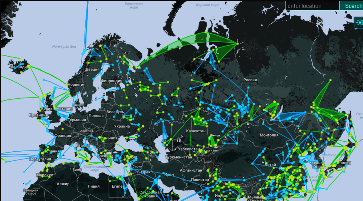 Вот так сейчас выглядит глобальная карта Европы и России в Ingress