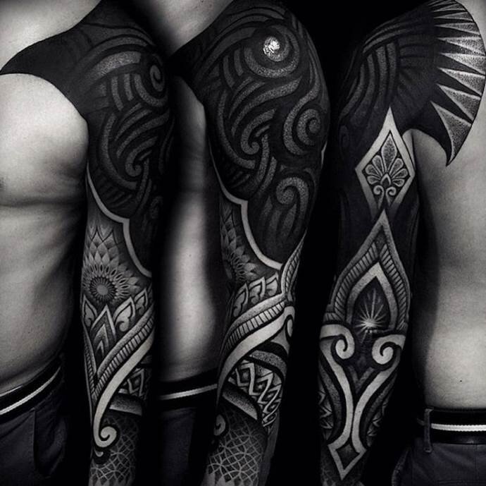 Татуировки в стиле блэкворк (черные)