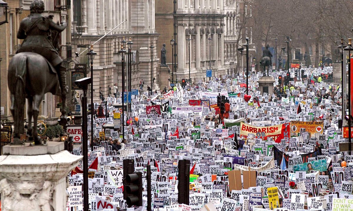 Iraq War protest in London, from the Guardian