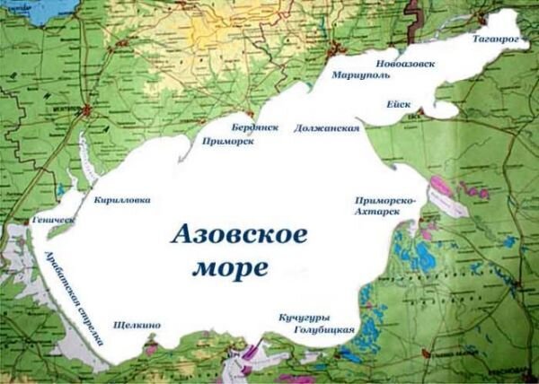 Азовское море на карте