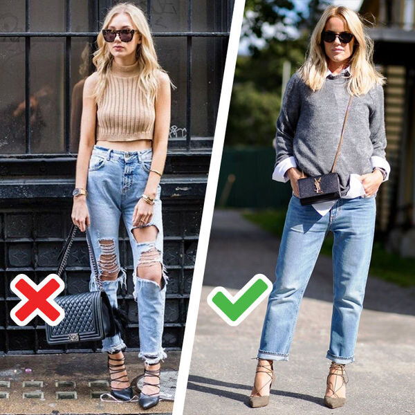 Джинсы с дырками или каким-то порезами это уже "АНТИ ТРЕНД"  а если вы ещё заметили что на концах у анти тренда сделали распушевку. Не покупайте не модную и ещё не удобную вещь. 