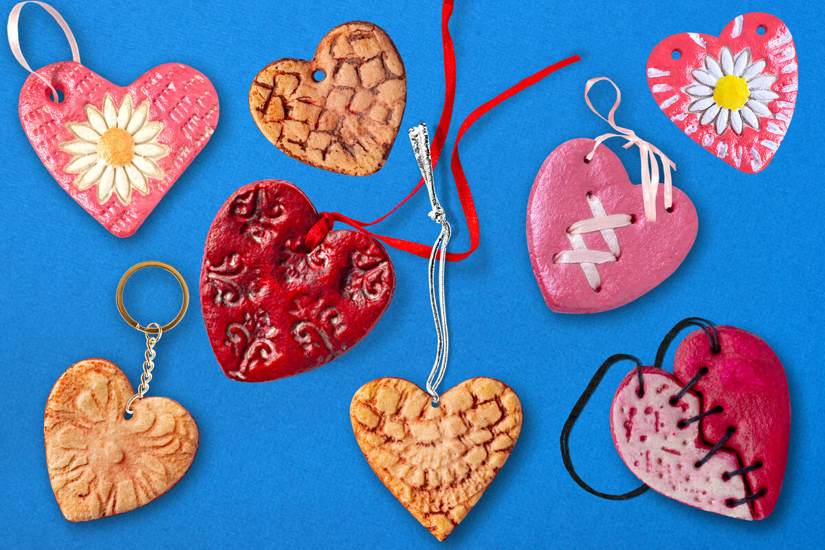 Сердечки-валентинки из соленого теста (фото автора)