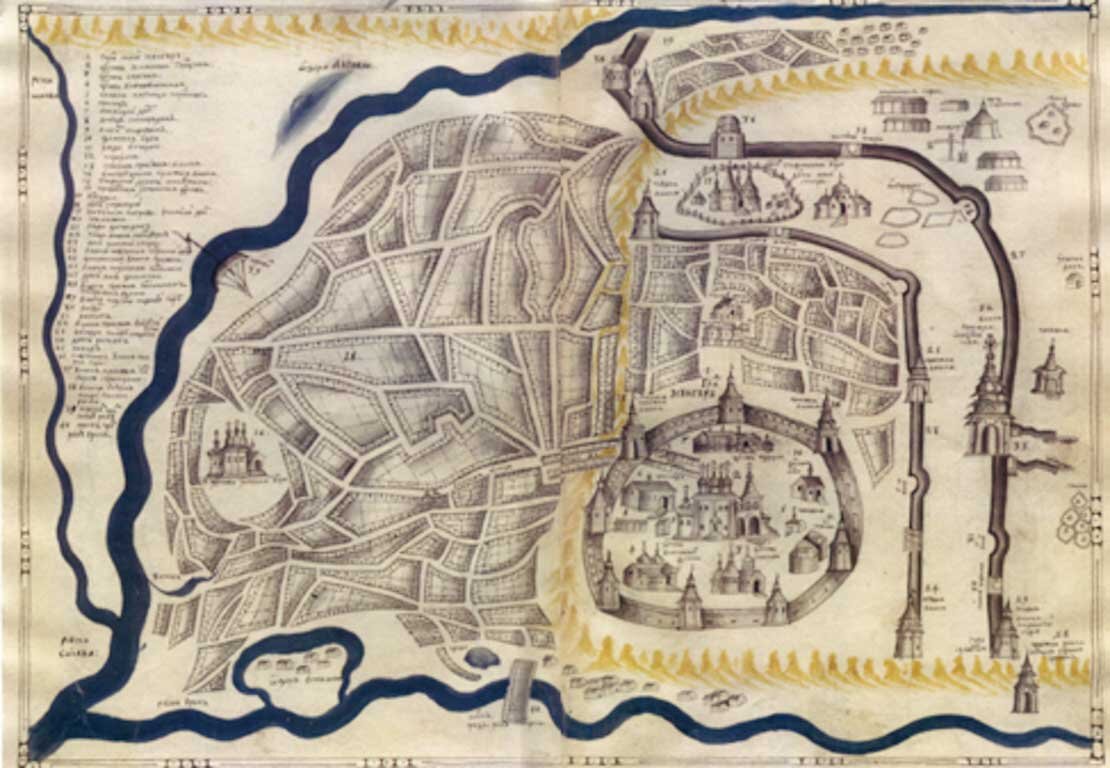 Чертёж Кунгура, составленный Семеном Ремезовым в 1703 г.