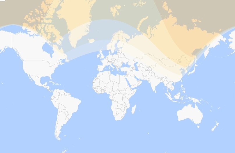 Карта видимости солнечного затмения