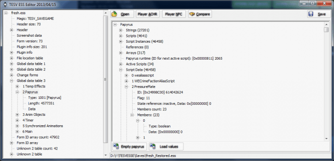 Вот так выглядит структура файла сохранения TES V: Skyrim