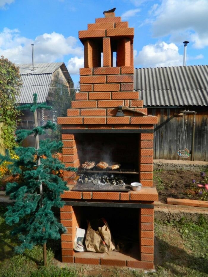 Барбекю из кирпича своими руками - чертежи, схемы порядовки и фото