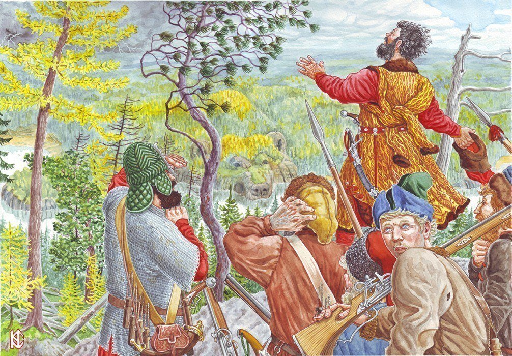 Казаки на  Амуре. Художник Николай Фомин.