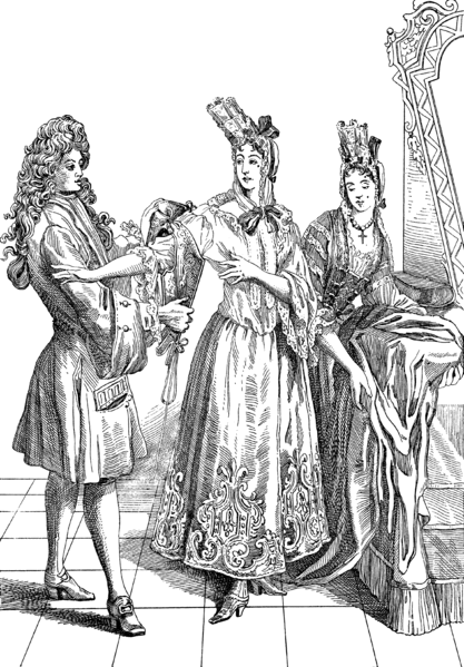 Сцена примерки в конце XVII в.  (сс) Wikimedia Commons