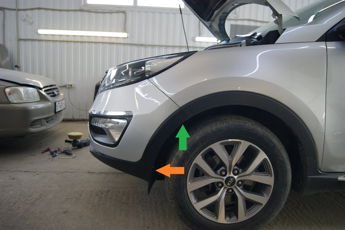 расположение крепежа в передних арках.