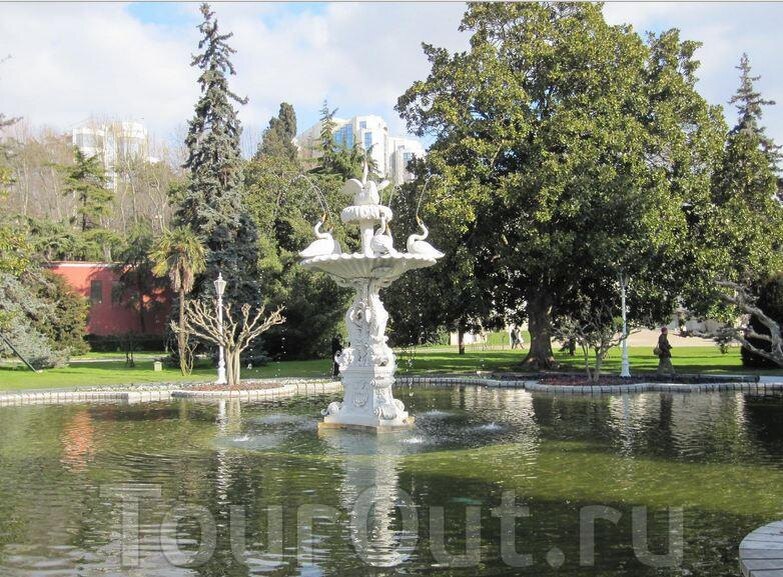 Фонтан в парке у дворца.