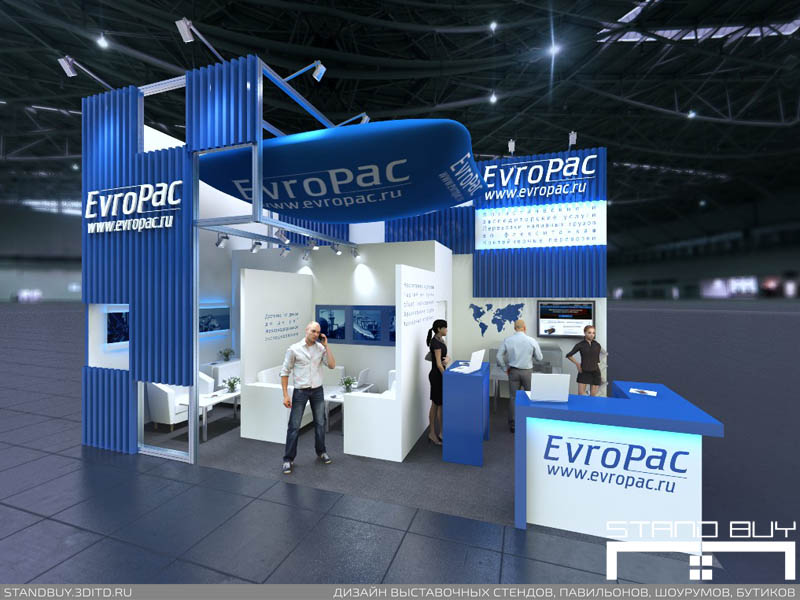 Проект выставочного стенда компании EvroPac. Архитектор - Павел Сапов.