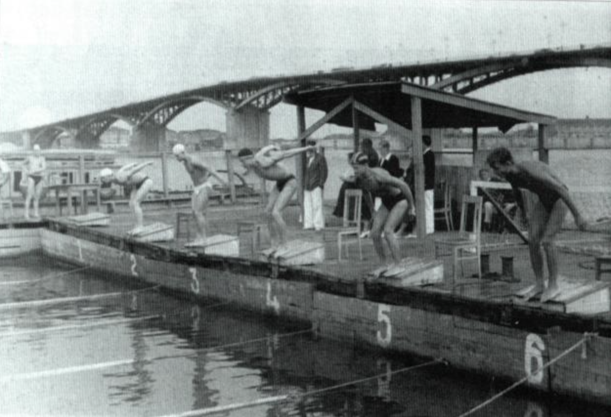 История водного спорта. Плавание 1908. Первые соревнования по плаванию. Первые бассейны. Плавание СССР.