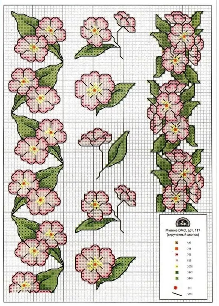 Цветочек крестиком схема