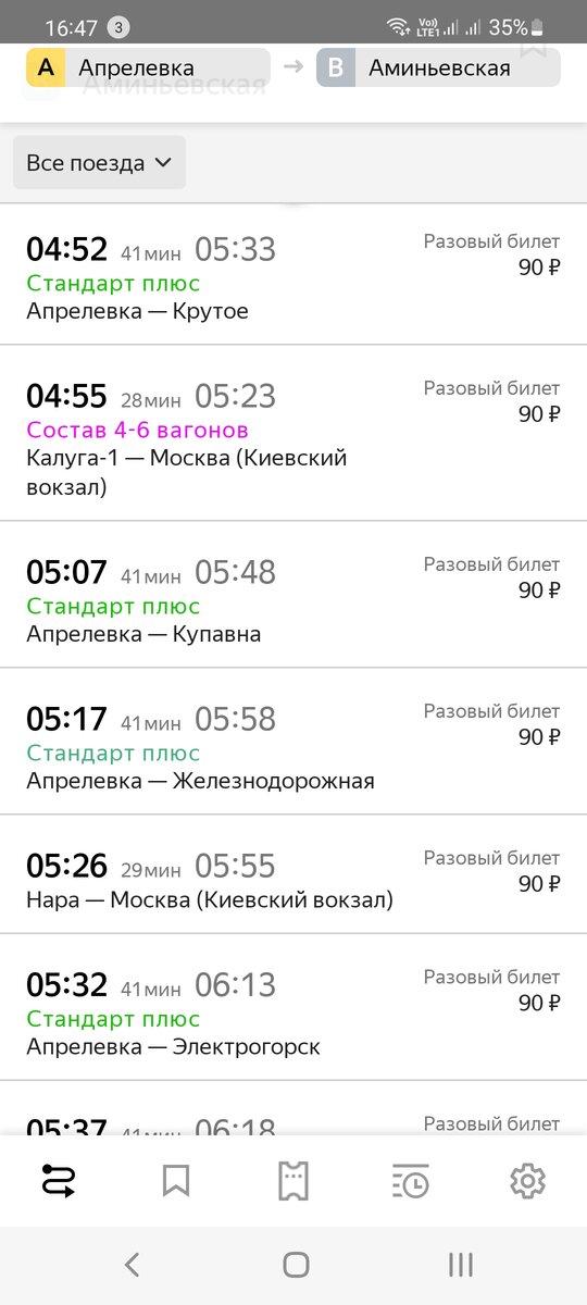 Расписание поездов D4. Станция Апрелевка